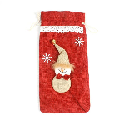 

Christmas Wine Bottle Cover Bag Santa Claus Snowman Champagne Wrap Clothes for Table Holiday Decorations Gift