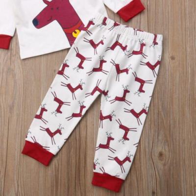 

UK Christmas Baby Toddler Kids Deer Tops Pants Homewear Pajamas Clothes 2PCS Set