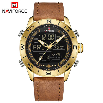 

NAVIFORCE NF9144 Men Sport Watch Fashion Digital Army Military Leather Quartz Wristwatch Relogio Masculino with Gift Box