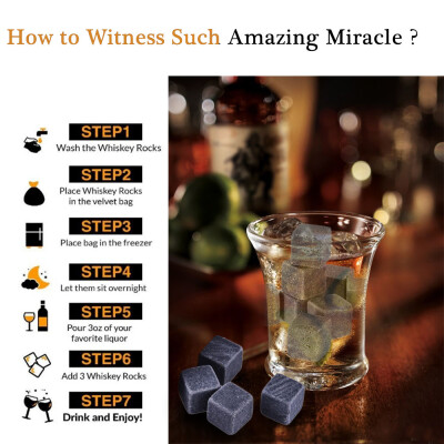 

9pcs Whiskey Stones Whiskey Ice Stones Drinks Cooler Cubes Beer Rocks Granite with Pouch Tong