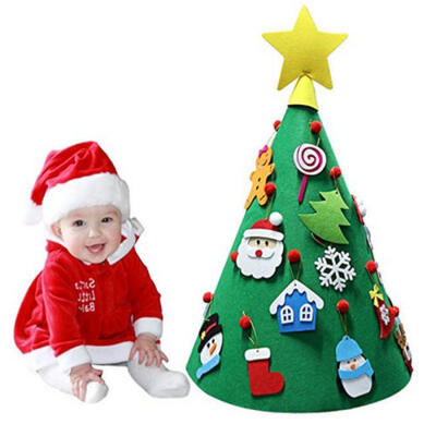 

3D Cone DIY Craft Felt Christmas Tree Hanging Ornaments for Toddlers Children