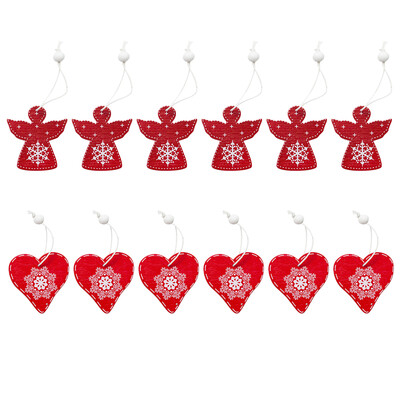 

UpperX 12pcs Party Supplies DIY Gifts Christmas Tree Decoration Wooden Ornaments Xmas Hanging Star & Angel