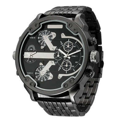 

Oversized Mens Big Watch Male Large Watches Leather & Steel Belt