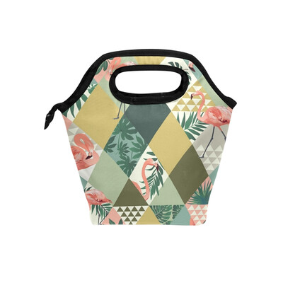 

Lunch Bag Tote Bag Diamond Flamingos Travel Picnic Organizer Lunch Holder Handbags Lunch Bag Box for Office