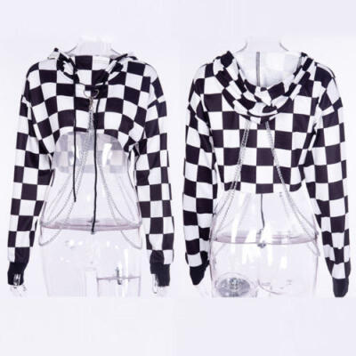 

Women Hoodie Sexy Gothic Punk Crop Top Hooded Sweatshirt Sweater Pullover Jumper