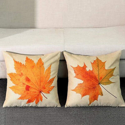 

UpperX 2Pack Christmas Decorative Cushion Warm Maple Leaf Linen Pillowcase Cushion Cover Christmas Gifts 18X18inPack of 2
