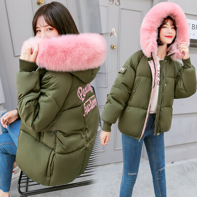 

Big fur collar coat 2018 new short bread dress ladies cotton jacket winter coat 90235