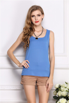 

Chiffon Summer Women Blouses Sling O-neck Loose Big Size Vest Blouse