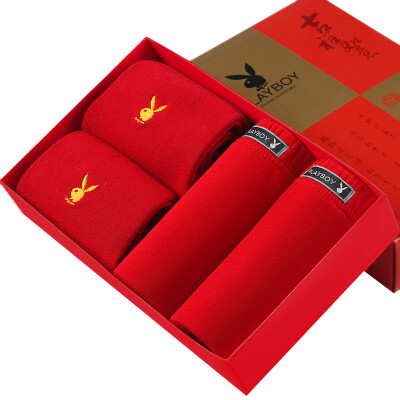 

Playboy PLAYBOY 5017-95 Benming men red underwear 2 red socks 2 double suit gift box XXXL