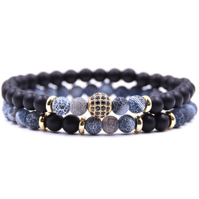 

Natural stone bracelet bracelet for men&women pair Micro Pave CZ 8mm disco ball bracelet ladies bracelet mens Viking jewelry
