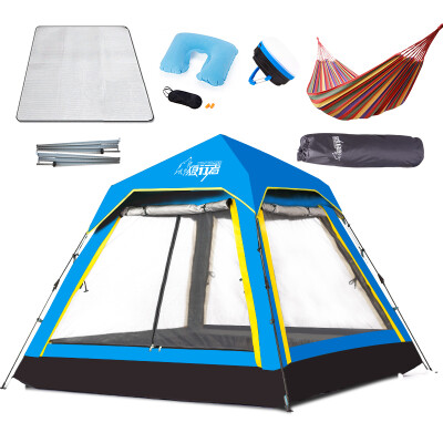 

Wolfwalker tent outdoor 3-4 people family suit camping camping waterproof outdoor automatic tent package blue LXZ-1056