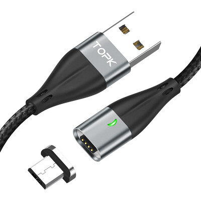 

TOPK 1M LED Magnetic Cable Micro Usb Fast Charging Micro Usb Cable Magnet Charger Data Charge Wire for Samsung Xiaomi Huawei