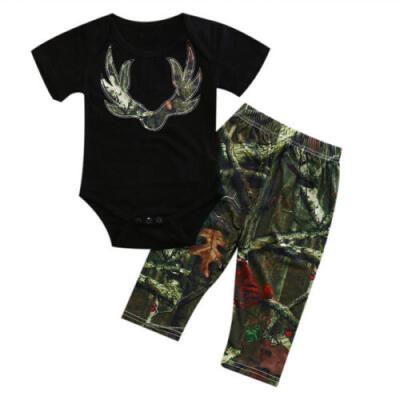 

AU 2Pcs Infant Baby Girls Tops Romper Camouflage Pants Summer Outfit Set Clothes