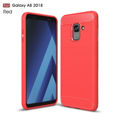 

Fivice Samsung Galaxy A8 2018 case Luxury brushed carbon fiber TPU soft shell