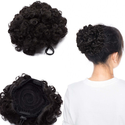 

Afro Bun Extension Puff Ponytail Chignon Hairpiece With Drawstring Afro Kinky Curly Wrap Messy Updo Synthetic For Women