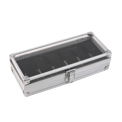 

6 Grid Slots Jewelry Watches Display Storage Box Case Aluminium Watch Box