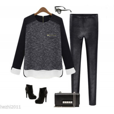 

Fashion Ladies Women Long Sleeve Zip T-shirt Crewneck Loose Casual Tops Blouse