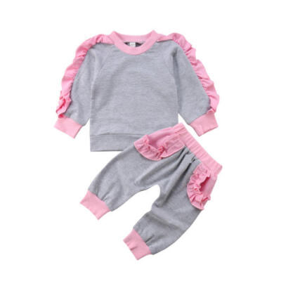 

AU 2Pcs Newborn Kids Baby Girl Ruffle Tops Shirt Pants Leggings Outfits Clothes