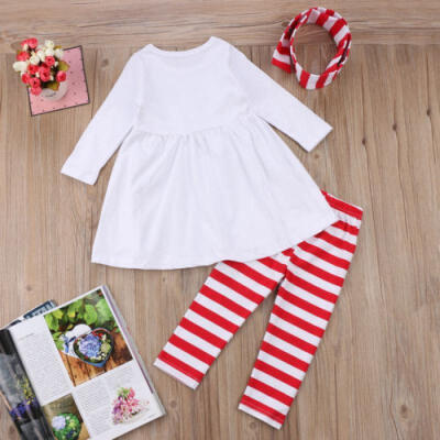 

Toddler Baby Girls Outfits Clothes T-shirt Top DressLong Pants Xmas Clothes Set