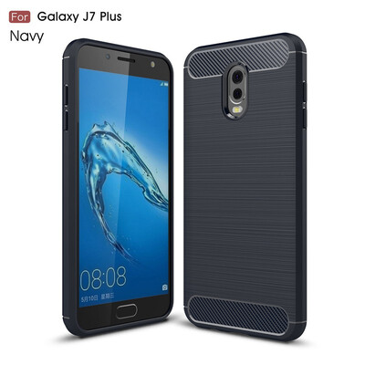 

Fivice Samsung Galaxy J7 plus case Luxury brushed carbon fiber TPU soft shell
