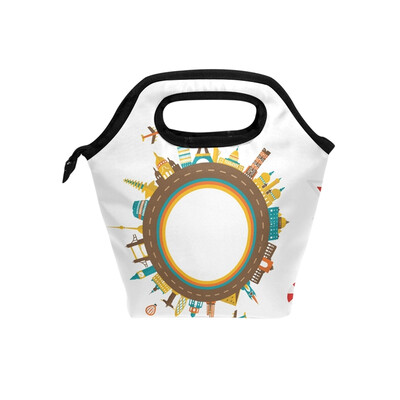 

Lunch Bag Tote Bag Plane Building Hot Air Balloon Travel Picnic Organizer Lunch Holder Handbags Lunch Bag Box