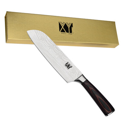 

Кухонный нож Острое лезвие 7-дюймовый цветной Santoku нож деревянной ручкой 7Cr17 приготовления пищи из нержавеющей стали нож горячей продажи