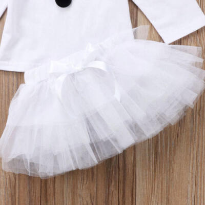 

Christmas Baby Kids Girls Princess Snowman Tops Tulle Tutu Party Dress Outfits