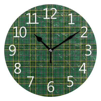 

Wall Clock Green Pattern Round Wall Clock Arabic Numerals Design