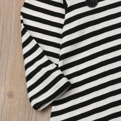

UK Infant Newborn Baby Girls Striped Casual Long Sleeve Clothes Short Mini Dress