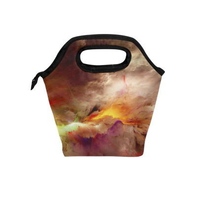 

Insulated Lunch Tote Bag Sci Fi Nebula Travel Picnic Lunch Handbags Portable Zipper Lunch Bag Box