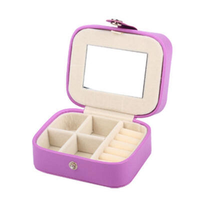 

Portable Leather Jewelry Box Organizer Case Earring Ring Necklace Zipper Storage