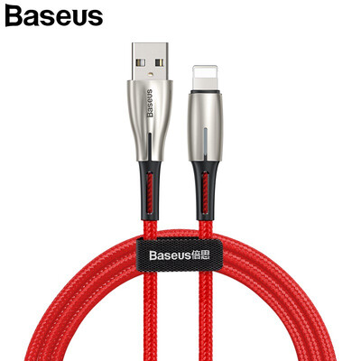 

Baseus USB Cable 24A QI charging&data transfer for iphone  XR 8 7 Water light Led Smart Charging USB data Cable for iphone