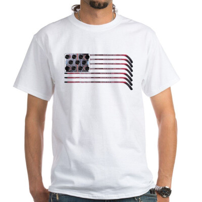 

CafePress US Hockey Flag T-Shirt T-Shirt - 100 Cotton T-Shirt White