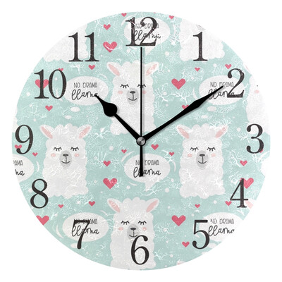 

Wall Clock Drama Llama Round Wall Clock Arabic Numerals Design