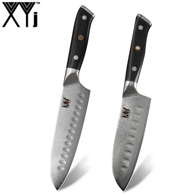 

XYj 2pcs Damasucs Steel Knive Set 65 5 VG10 Chef Santoku Knives G10 Handle Cooking Tools