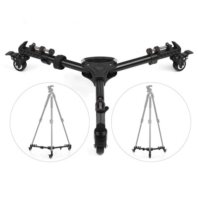 

Universal Foldable Photography Heavy Duty Tripod Dolly Base Stand Flexible Wheels Adjustable Legs Max Load 25kg with Carrying Bag