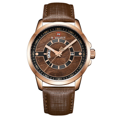 

NAVIFORCE NF9151 Men Watch Quartz Leather Strap Simple Wristwatch Time Display Fashion Casual 3ATM Waterproof Date Week Luminous H