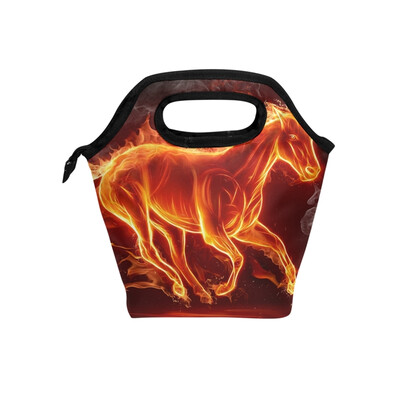 

Lunch Bag Tote Bag Artistic Fire Horse Travel Picnic Organizer Lunch Holder Handbags Lunch Bag Box