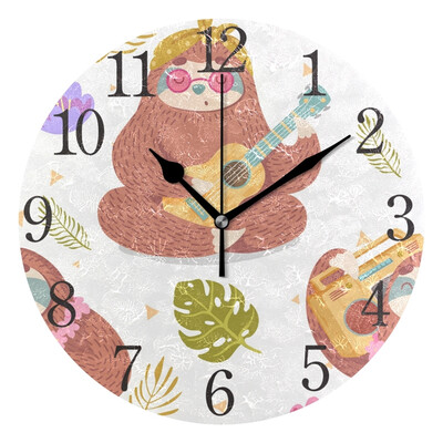 

Wall Clock Cartoon Sloth Round Wall Clock Arabic Numerals Design