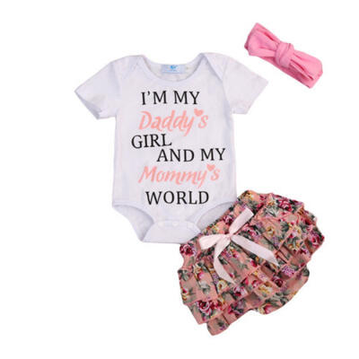 

Sweet Infant Baby Girls Floral Romper Pants Shorts Headband Outfits Clothes Set
