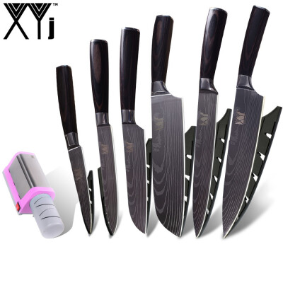 

XYj Kitchen Knives Stainless Steel Knife Set 7Cr17 Stainless Steel High Carbon Knife Automatic Sharpener kitchen Tool