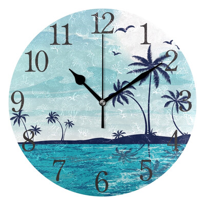 

Wall Clock Arabic Numerals Design Coconut Island Round