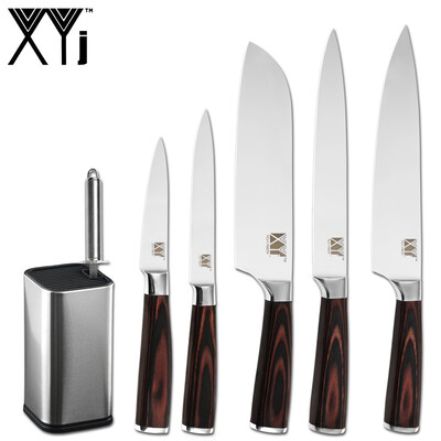 

XYj 7pcs Stainless Steel Knives Set 8 inch Knife Holder Sharpener Bar Chef Knives Kitchen Tools