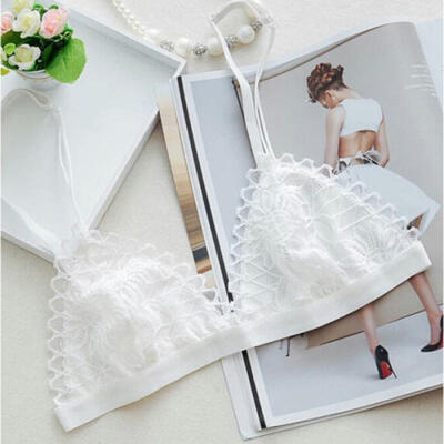 

Women Floral Sheer Lace Triangle Bralette Unpadded Bra Crop Lingerie