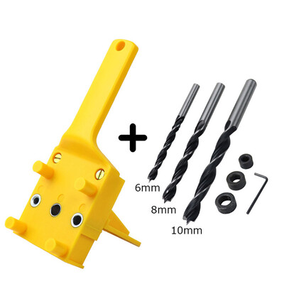 

Handheld Woodworking Dowel Jig Fit for 6 8 10mm Drill Bits Wood Drilling Doweling Hole Saw Tools Punch Locator with Metal Sleeve