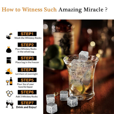 

9pcs Whiskey Stones Whiskey Ice Stones Drinks Cooler Cubes Beer Rocks Granite with Pouch Tong