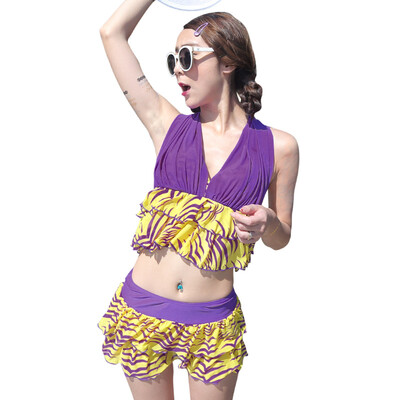 

Qiaohai QIHAI 6309-7 couples swimsuit ladies sexy bikini skirt was thin steel rope gathered together hot spring swimsuit female models M code