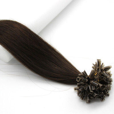

Pre Bonded Nail U Tip Keratin Fusion Real Hair Womens Human Hair Extension Straight 02 Dark Brown 100s 16-26inches