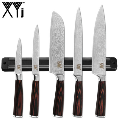 

XYj Kitchen Stainless Steel Knife Magnetic Knife Holder Damascus Pattern Blade Chef Knife