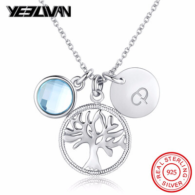 

New Tree of Life Austria Crystal Round Small Pendant Necklace Sterling Silver Gold Choker Bijoux Collier Elegant Women Jewelry